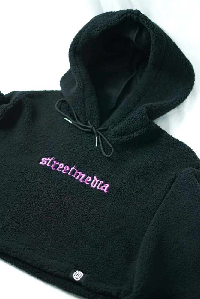 Womens Cropped Sherpa Hoodie